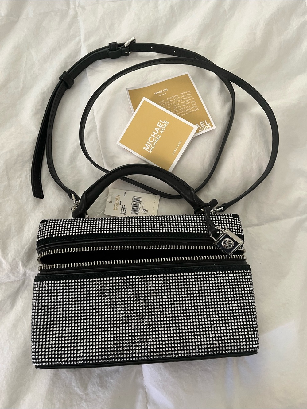 NWT Michael Kors Jana Mini Black Crystal Mini Crossbody Bag